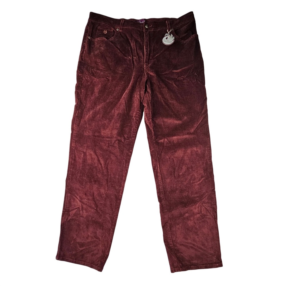 Gloria Vanderbilt Amanda Corduroy Pants Womens 18 Burgundy Tapered High Rise